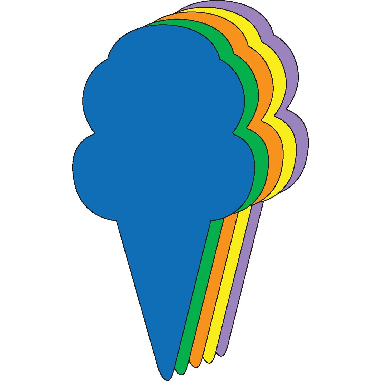 SHAPES ETC. Ice Cream Cone Assorted Color Creative Cut-Outs- 3”