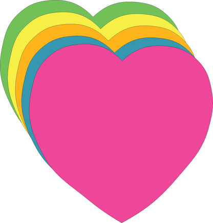 SHAPES ETC.  Heart Bright Neon Assorted Color Large Cut-Outs- 5.5" x 5.5"