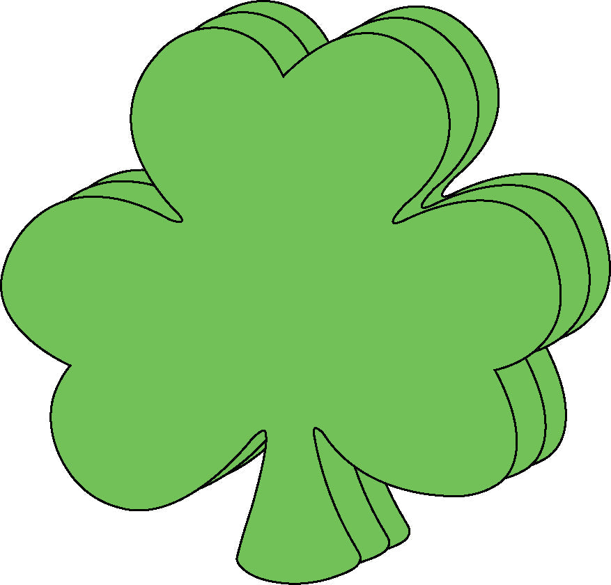 SHAPES ETC. Shamrock Bright Neon Single Color Small Cut-Outs- 3” x 3”