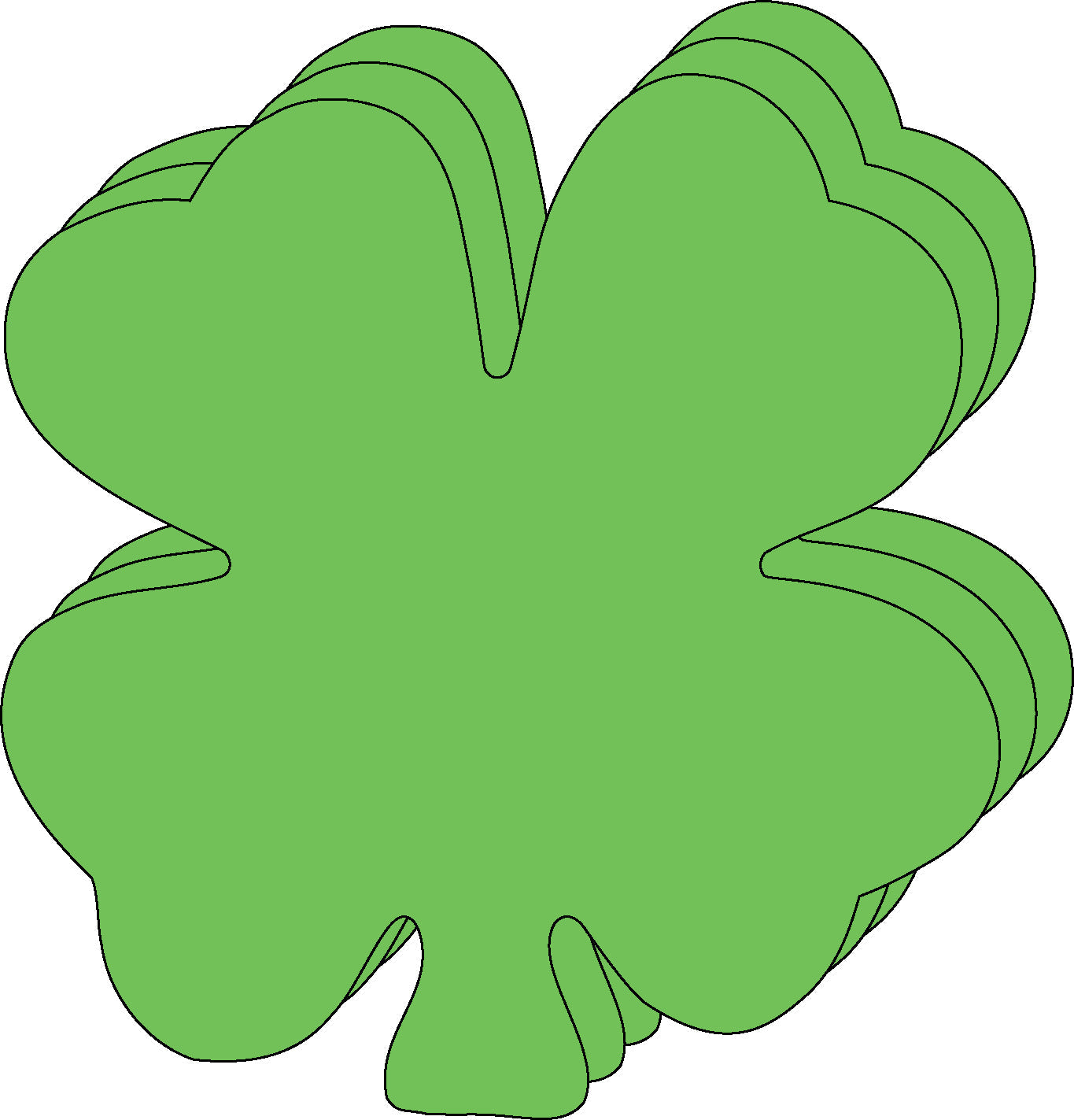 SHAPES ETC.  Four Leaf Clover Bright Neon Single Color Large Cut-Outs- 5.5” x 5.5”