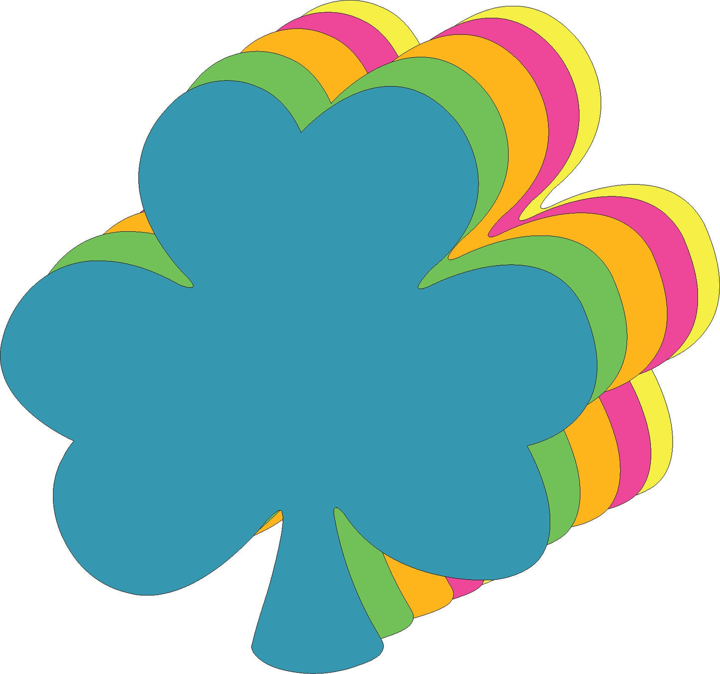 SHAPES ETC.  Shamrock Bright Neon Assorted Color Large Cut-Outs- 5.5” x 5.5”
