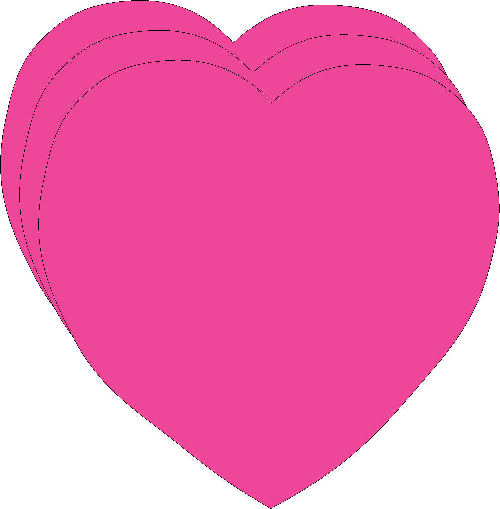 SHAPES ETC. Pink Heart Bright Neon Single Color Small Cut-Outs- 2.5"