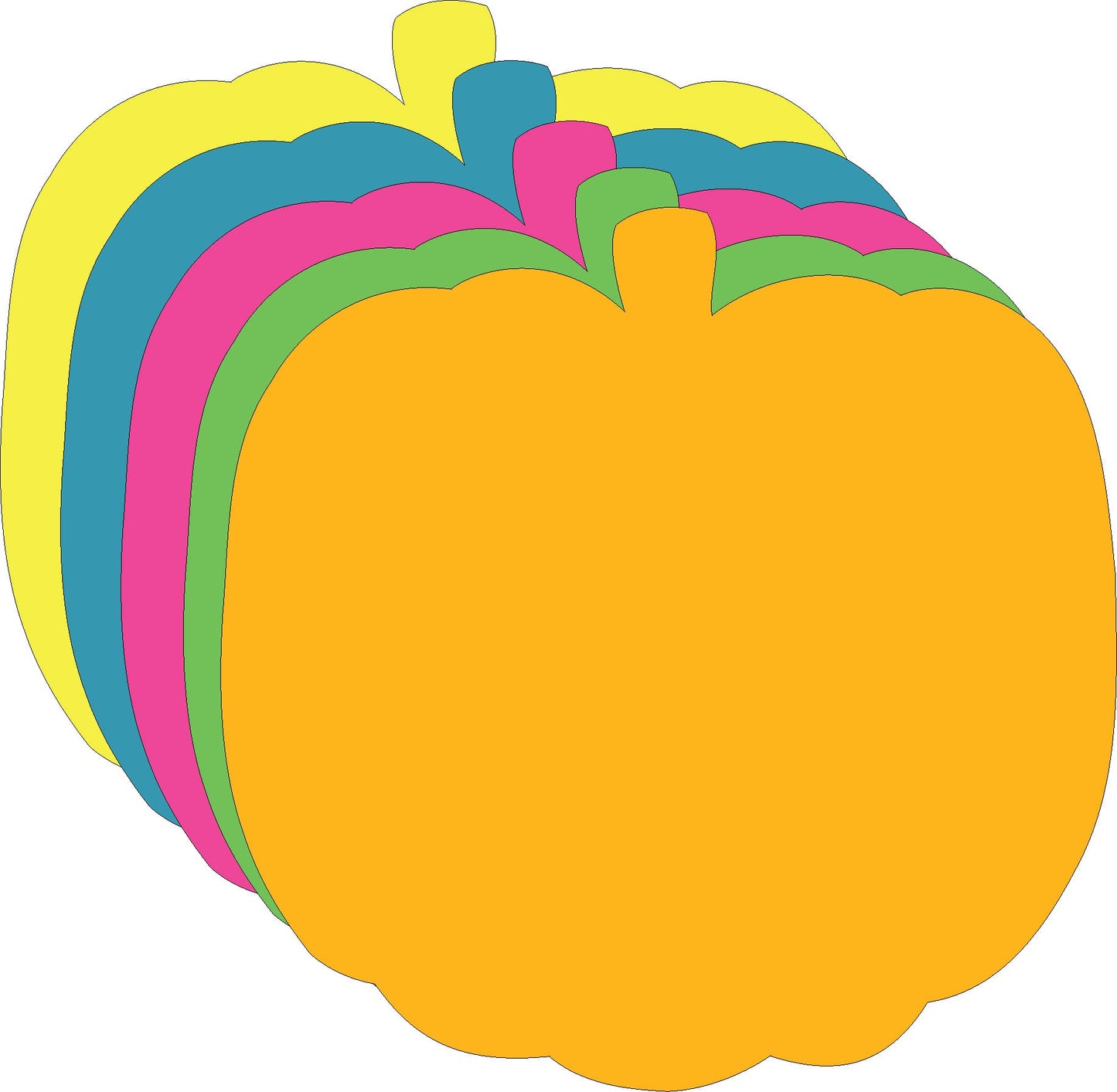 SHAPES ETC.  Pumpkin Bright Neon Assorted Color Large Cut-Outs- 5.5” x 5.5”