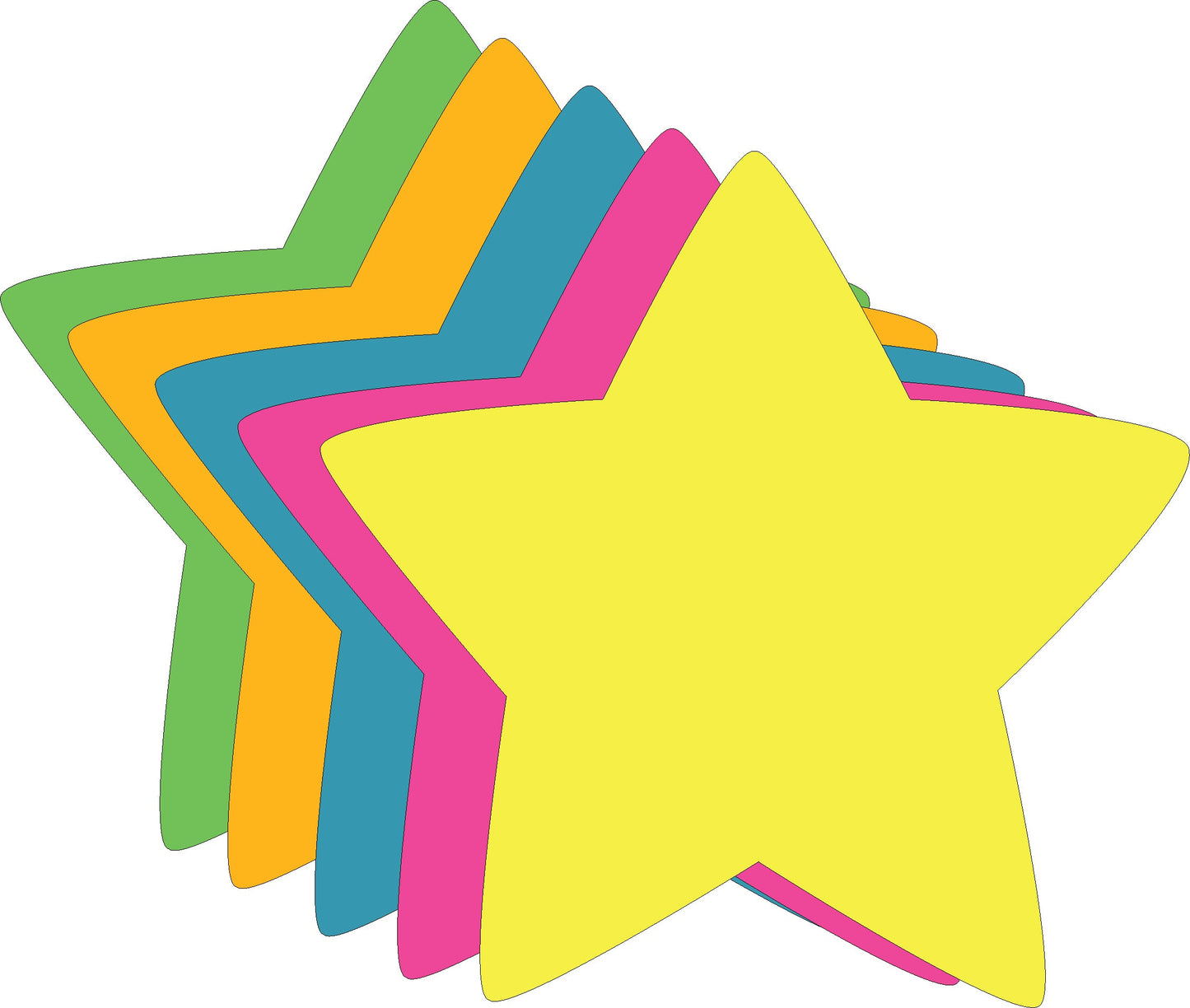SHAPES ETC.  Star Bright Neon Assorted Color Large Cut-Outs- 5.5” x 5.5”