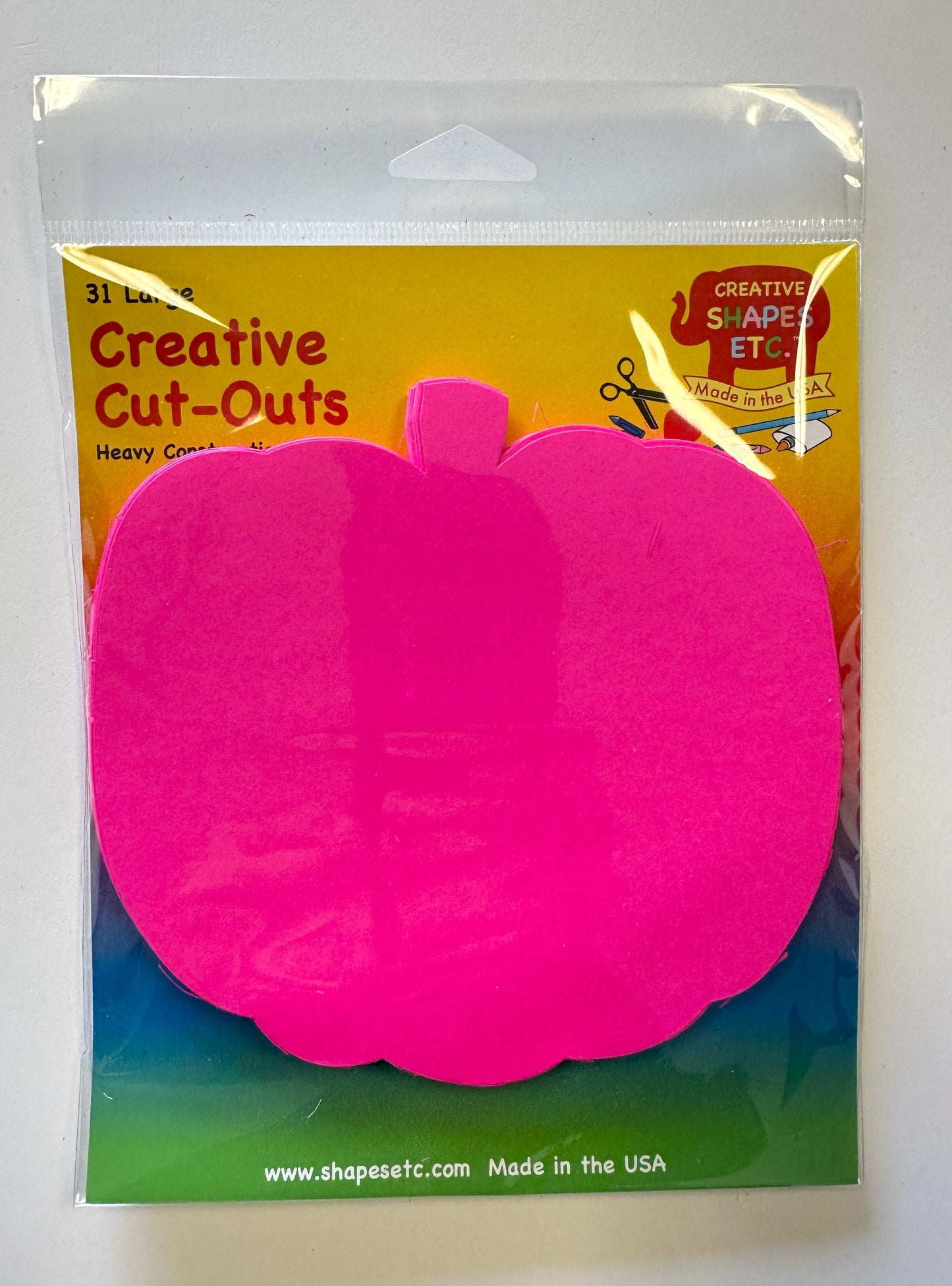 SHAPES ETC.  Pretty in Pink-O-Ween Pumpkin Bright Neon Single Color Large Cut-Outs- 5.5” x 5.5”