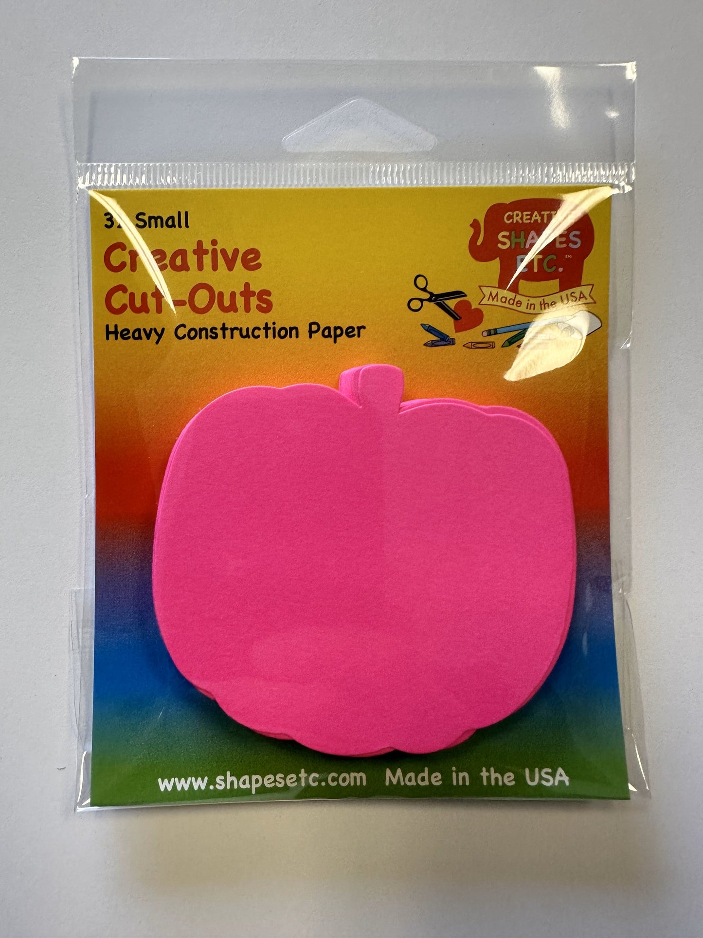 SHAPES ETC. Pretty in Pink-O-Ween Pumpkin Bright Neon Single Color Small Cut-Outs- 3" x 3"