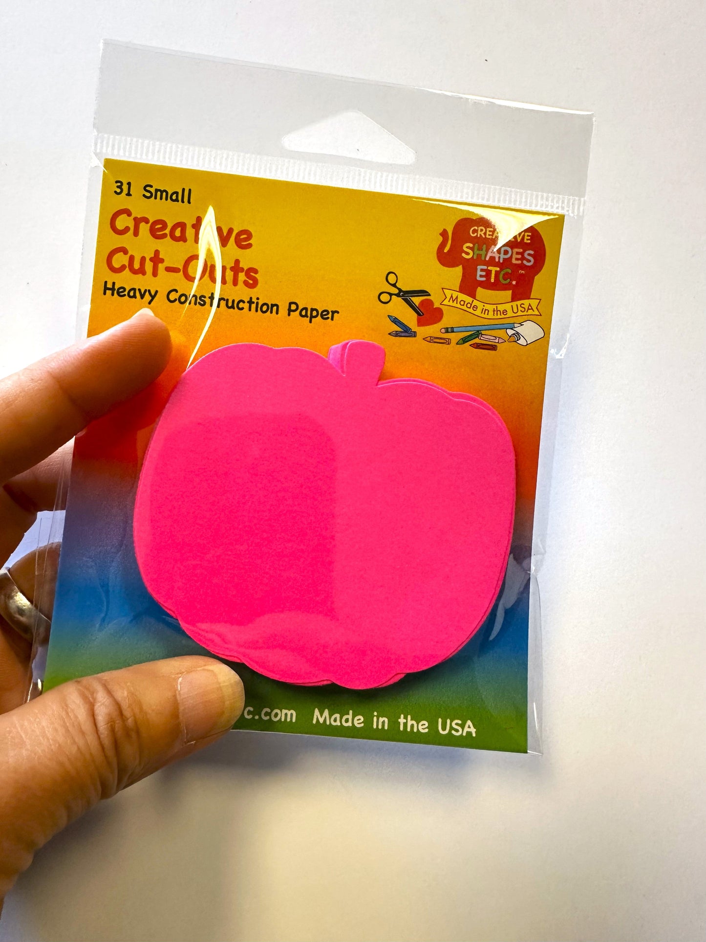 SHAPES ETC. Pretty in Pink-O-Ween Pumpkin Bright Neon Single Color Small Cut-Outs- 3" x 3"