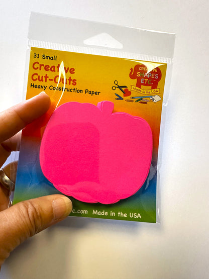 SHAPES ETC. Pretty in Pink-O-Ween Pumpkin Bright Neon Single Color Small Cut-Outs- 3" x 3"