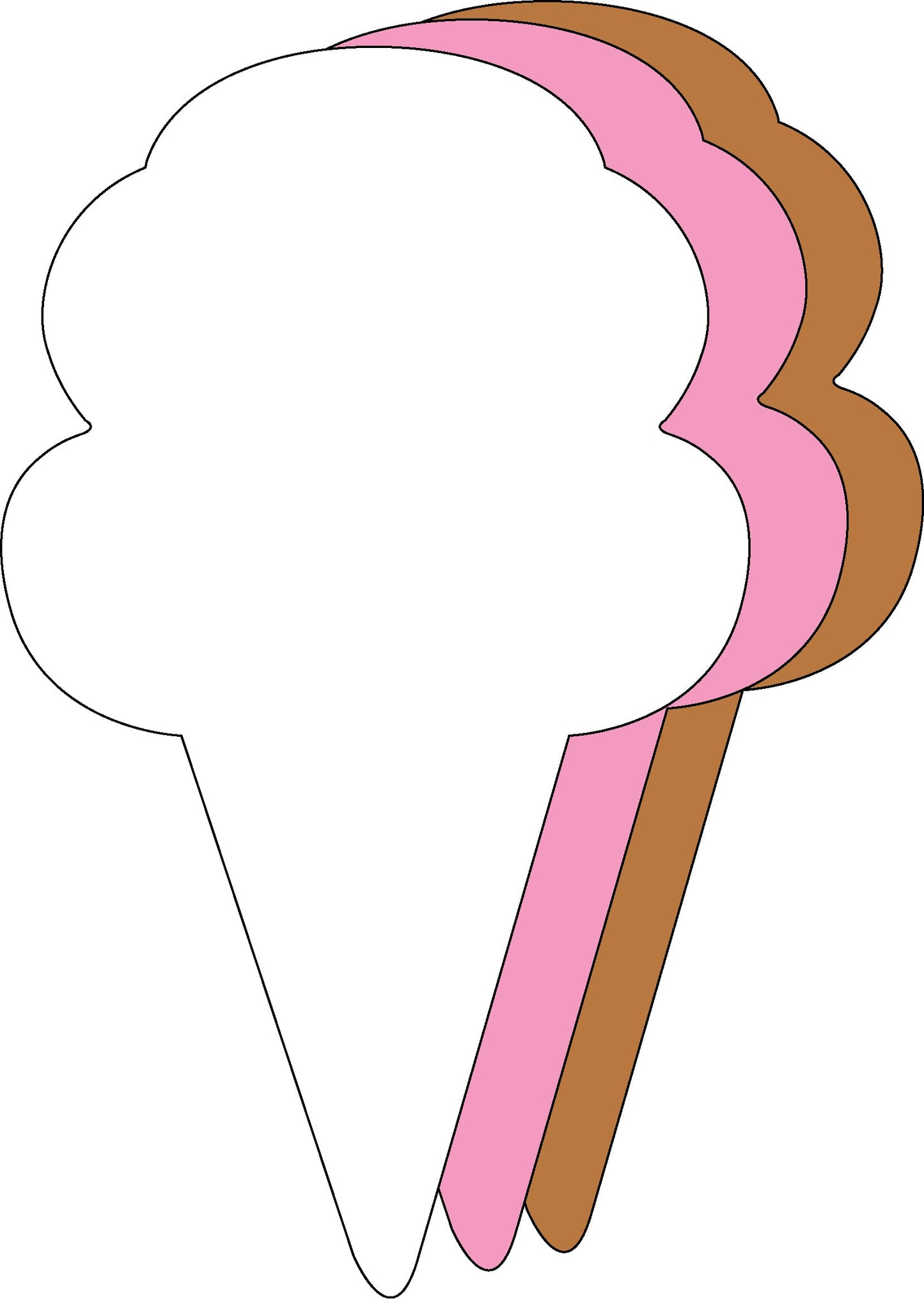 SHAPES ETC.  Large Tri Color Creative Foam Cut-Outs - Neapolitan Ice Cream Cone