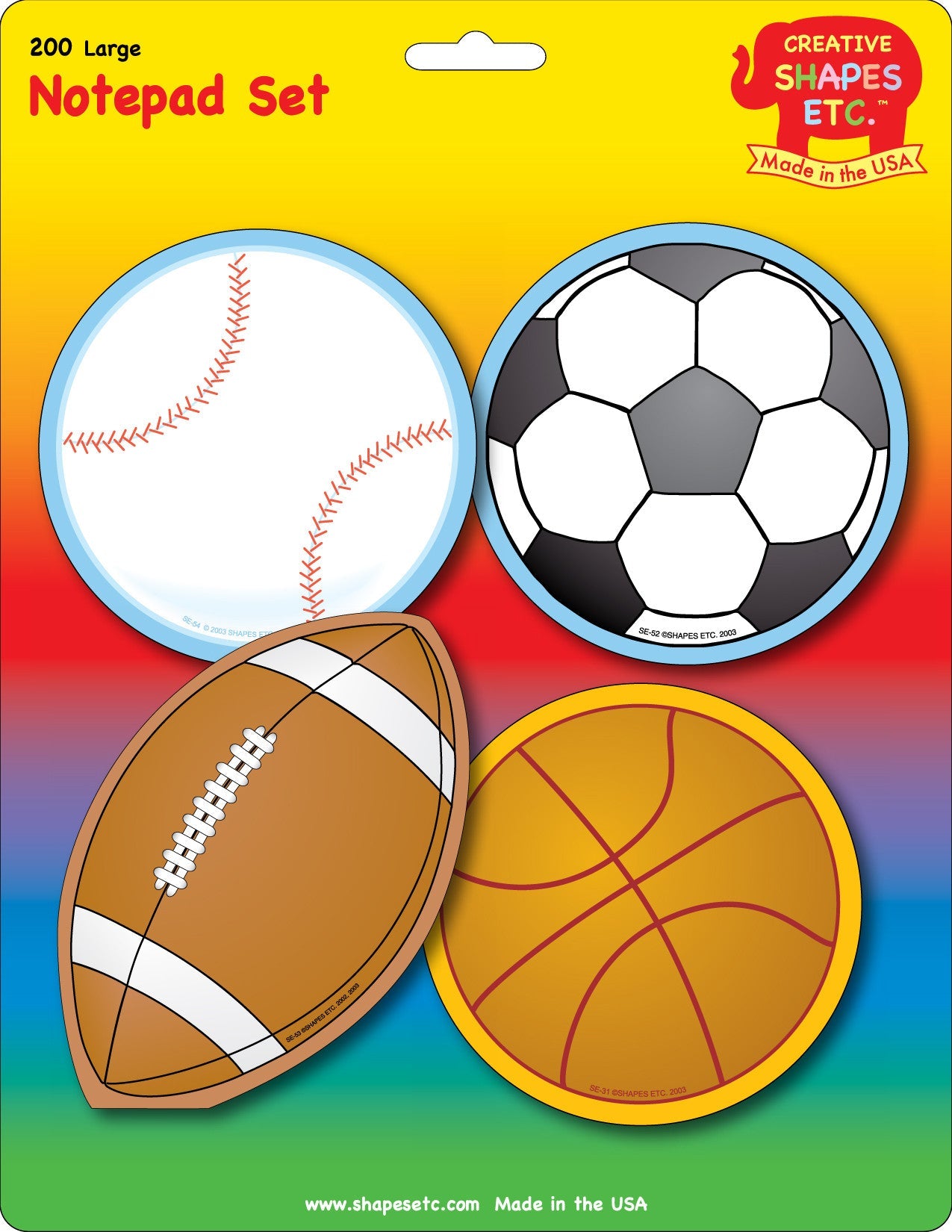 SHAPES ETC. Large Notepad Set - Sports