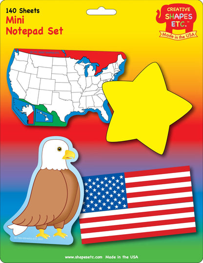 SHAPES ETC. Mini Notepad Set - Patriotic