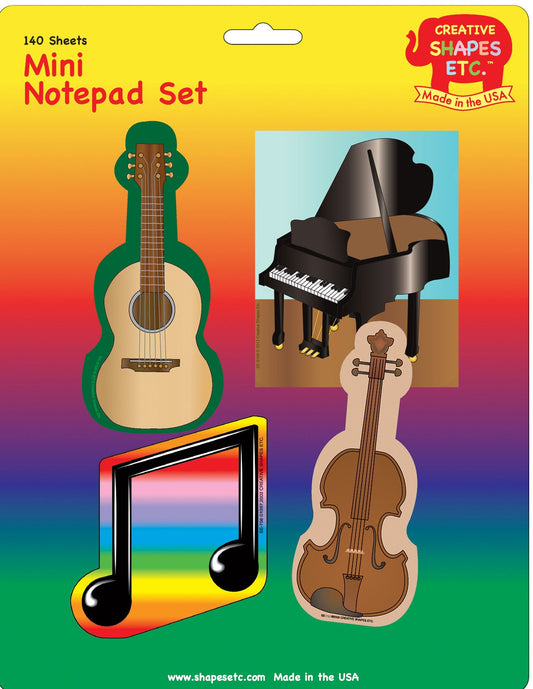 SHAPES ETC. Mini Notepad Set - Musical Instruments