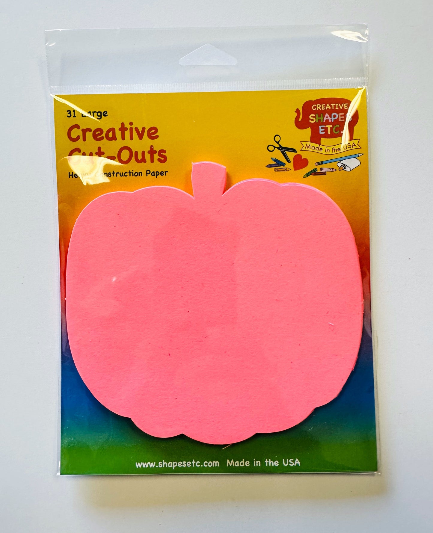 SHAPES ETC.  Large Single Color Cut-Out - Pretty in Pink-O-Ween Pumpkin