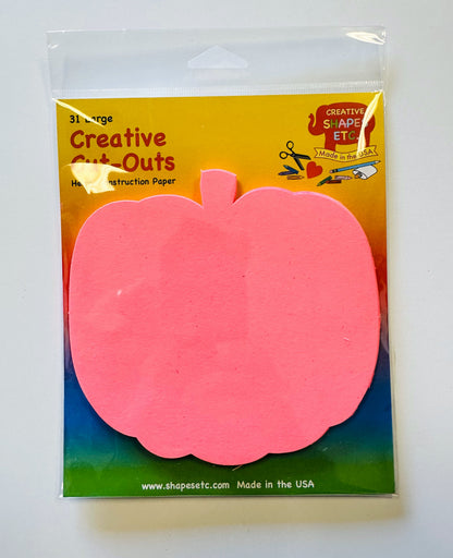 SHAPES ETC.  Large Single Color Cut-Out - Pretty in Pink-O-Ween Pumpkin