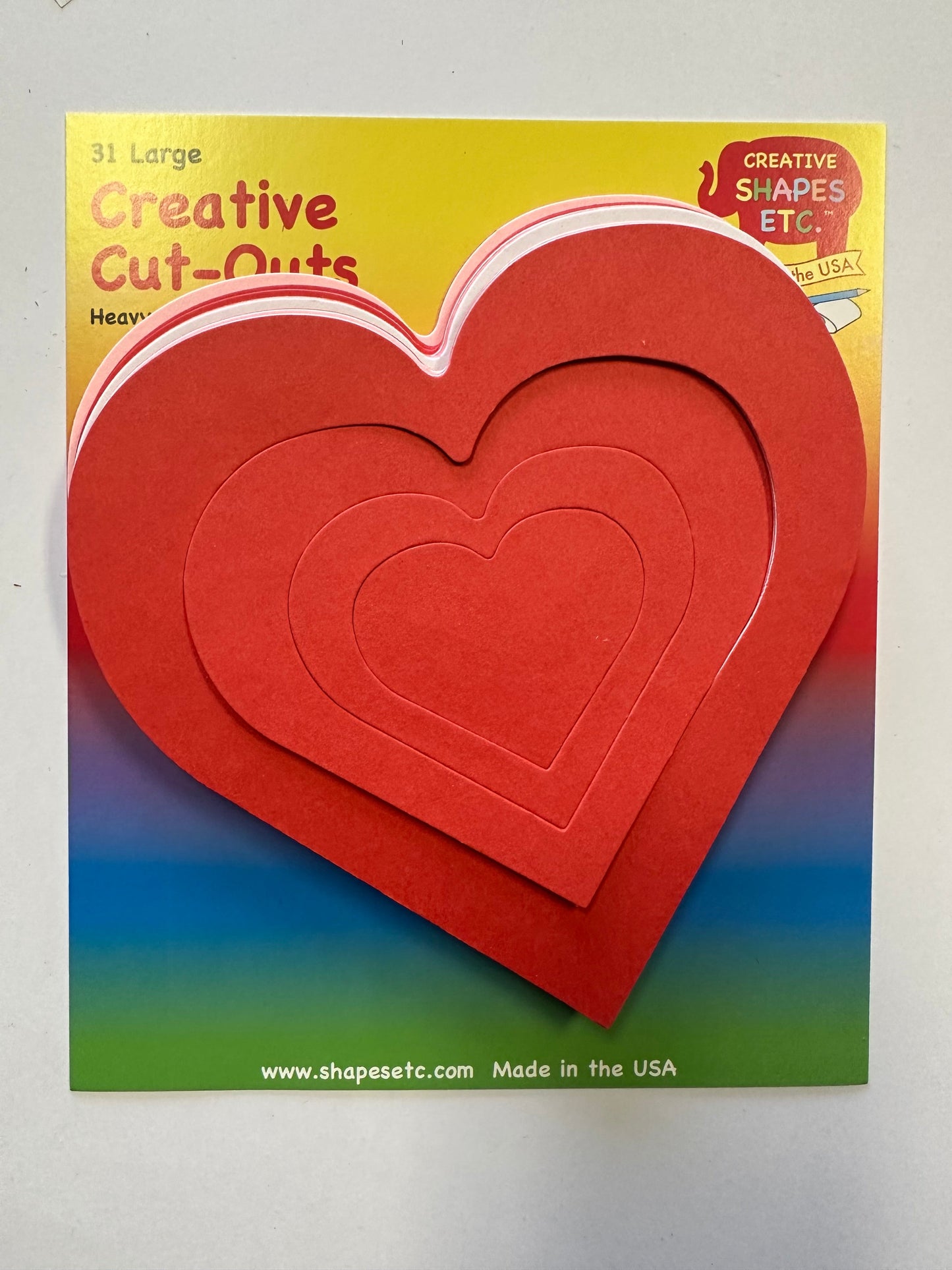 SHAPES ETC. Growing Heart Large Tri-Color Cut-Out - 5.5"