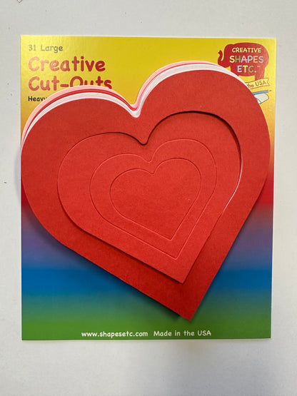 SHAPES ETC. Growing Heart Large Tri-Color Cut-Out - 5.5"