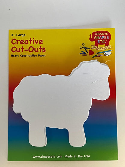 SHAPES ETC. Sheep Single Color Creative Cut-Outs- 5.5"