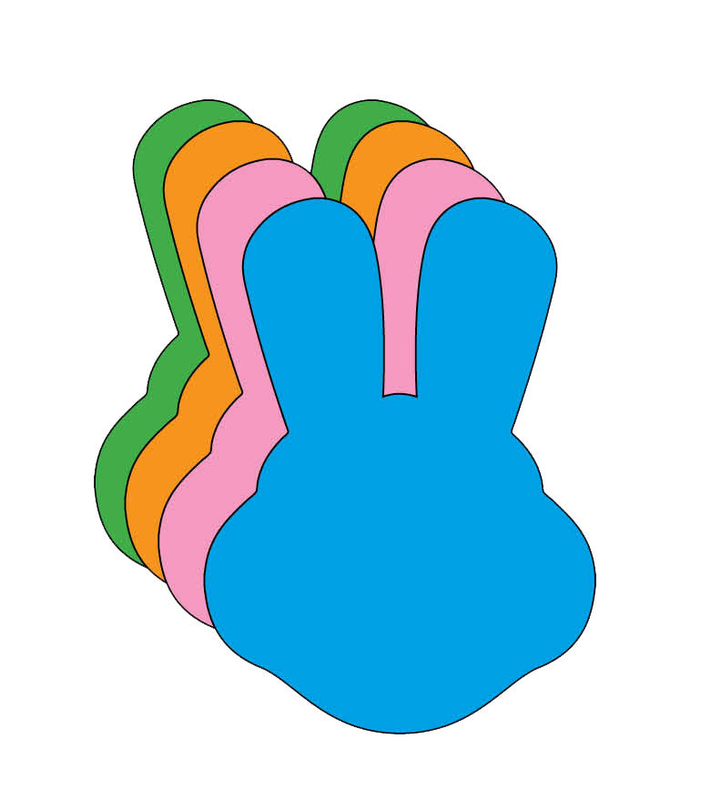SHAPES ETC. Large Assorted Color Creative Foam Cut-Outs - Bunny With Ears