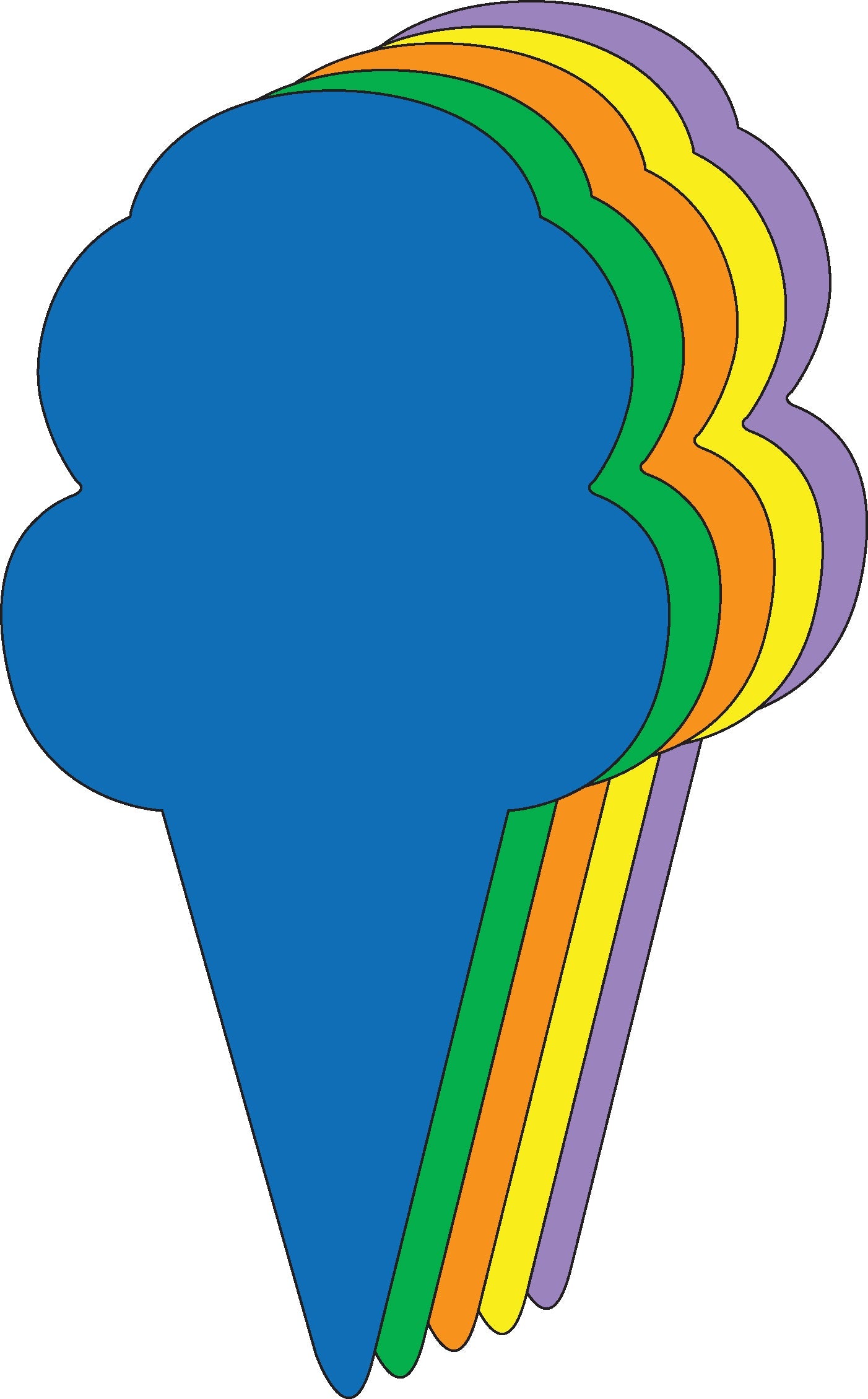 SHAPES ETC. Ice Cream Cone Assorted Color Creative Cut-Outs - 5.5"