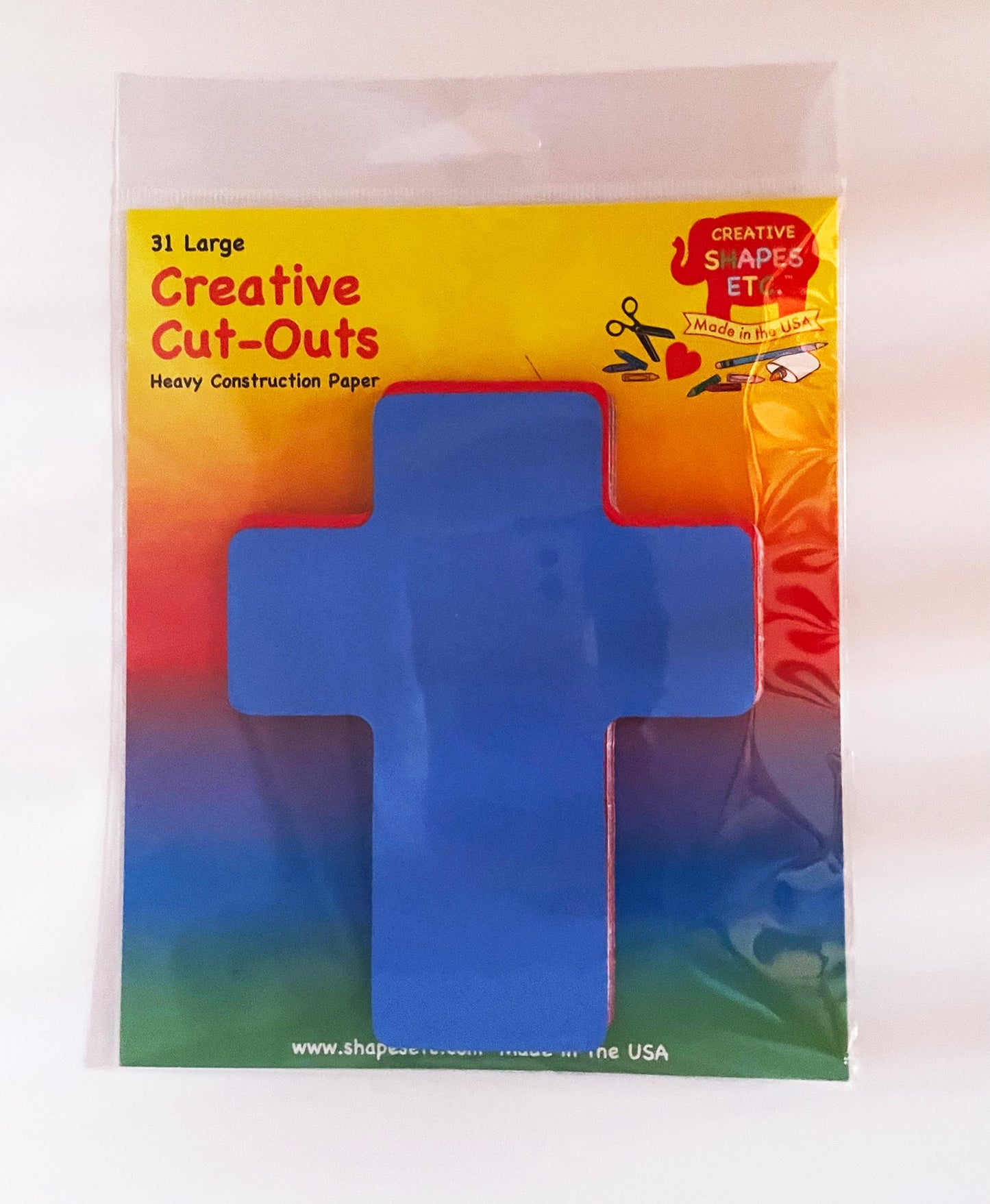 SHAPES ETC. Cross Assorted Color Creative Cut-Outs- 5.5"