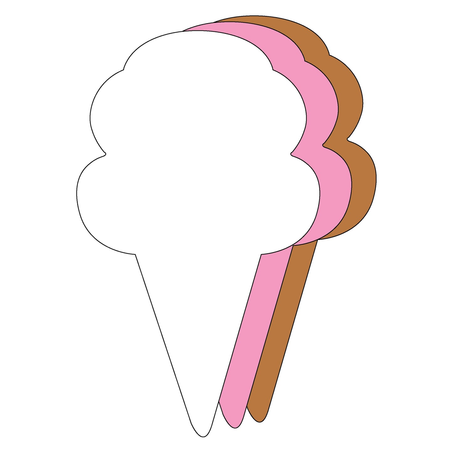SHAPES ETC.  Neapolitan Ice Cream Cone Large Tri-Color Creative Cut-Outs- 5.5”