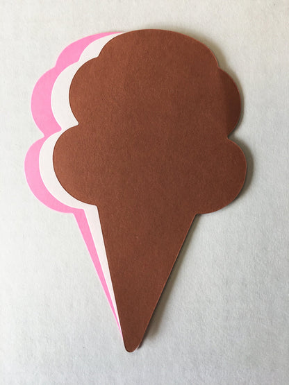 SHAPES ETC. Small Neapolitan Ice Cream Cone Tri- Color Creative Cut-Outs - 3"