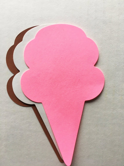 SHAPES ETC.  Neapolitan Ice Cream Cone Large Tri-Color Creative Cut-Outs- 5.5”