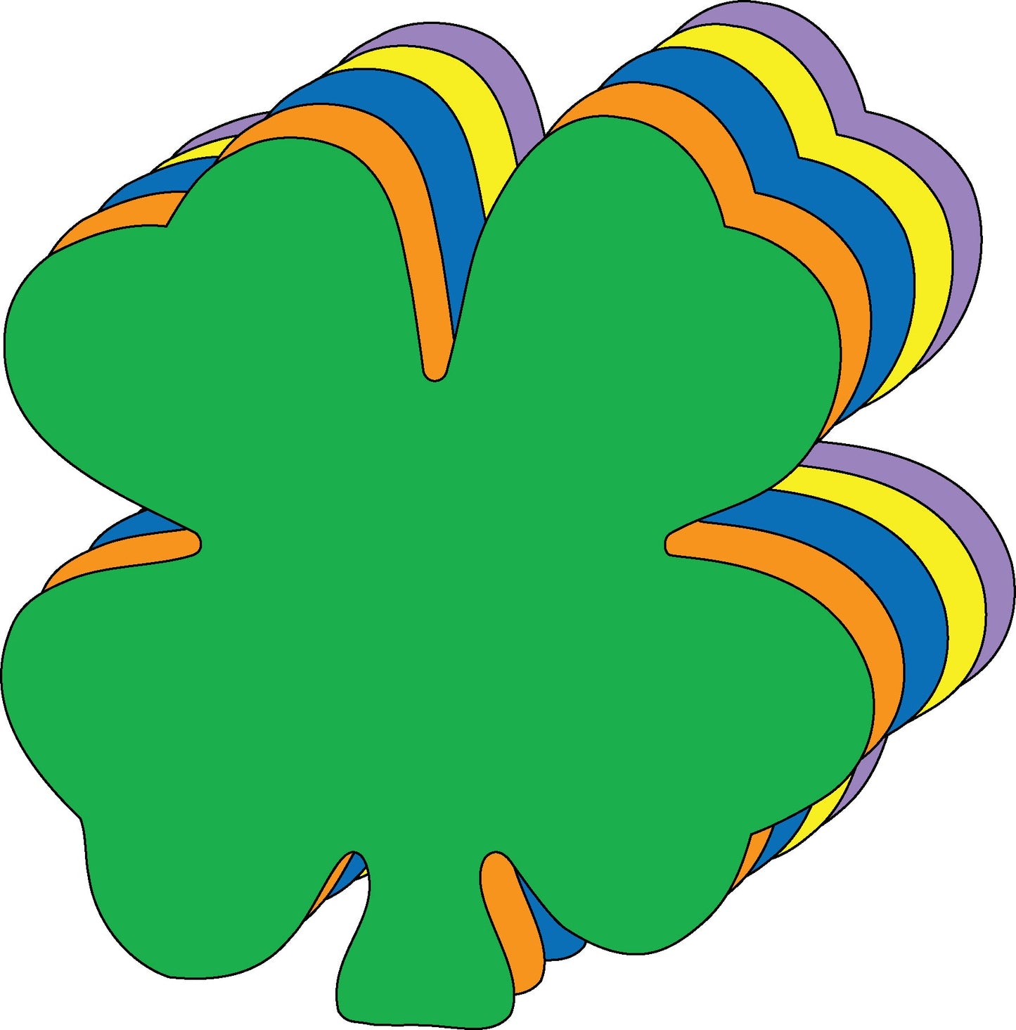 SHAPES ETC.  Four Leaf Clover Assorted Color Creative Cut-Outs- 5.5”