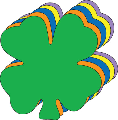 SHAPES ETC.  Four Leaf Clover Assorted Color Creative Cut-Outs- 5.5”