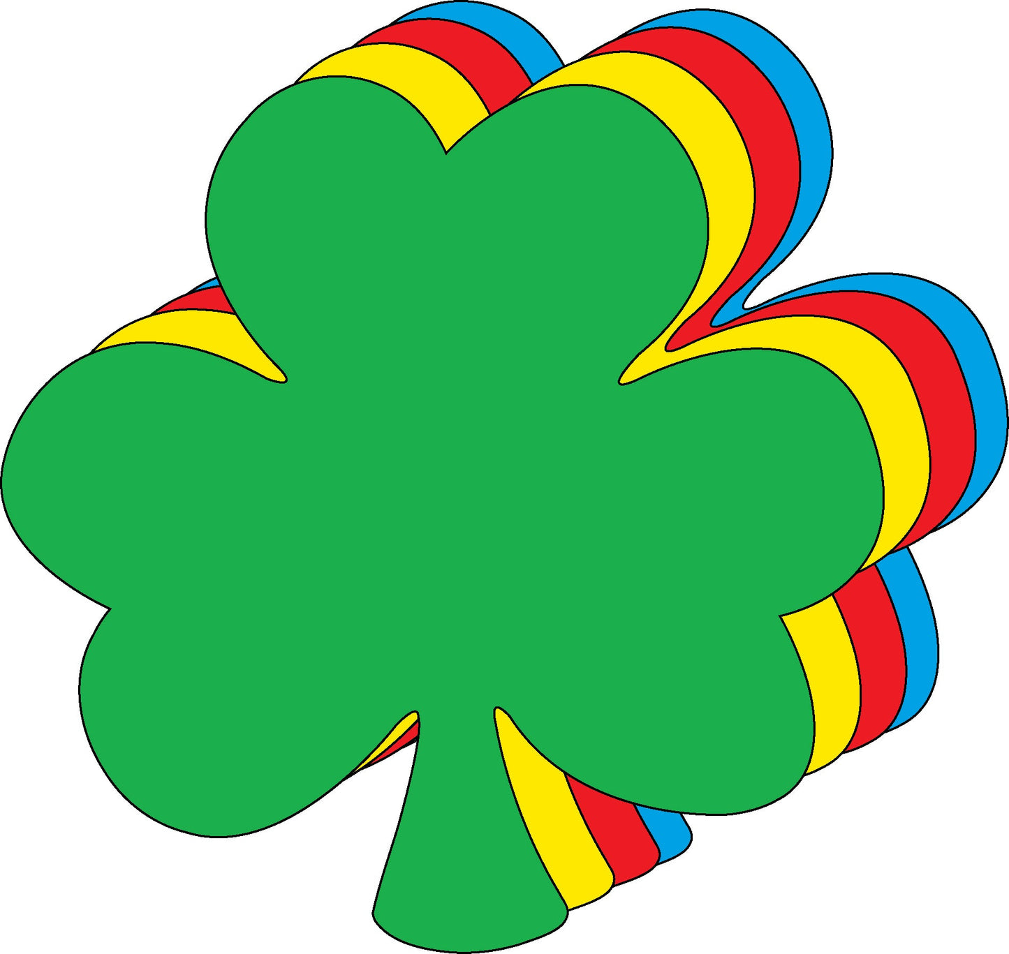 SHAPES ETC.  Shamrock Assorted Color Creative Cut-Outs- 5.5”