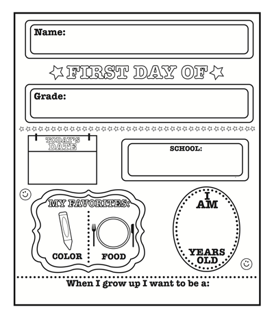 SHAPES ETC. First Day of School Announcement - Black/White