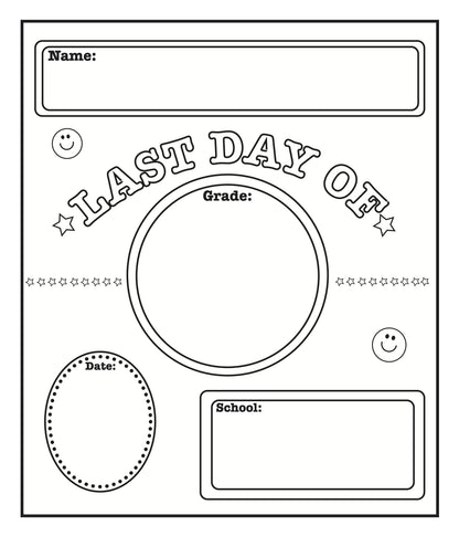 SHAPES ETC. Last Day of School Announcement - Black/White