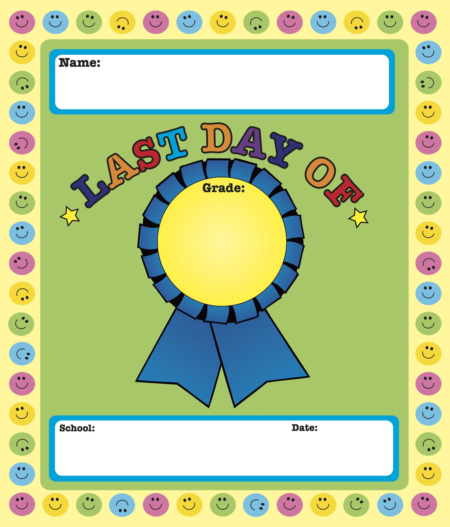 SHAPES ETC. Last Day of School Announcement