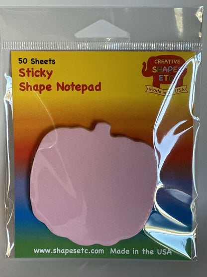 SHAPES ETC. Sticky Shape Notepad - Pretty in Pink-O-Ween Pumpkin