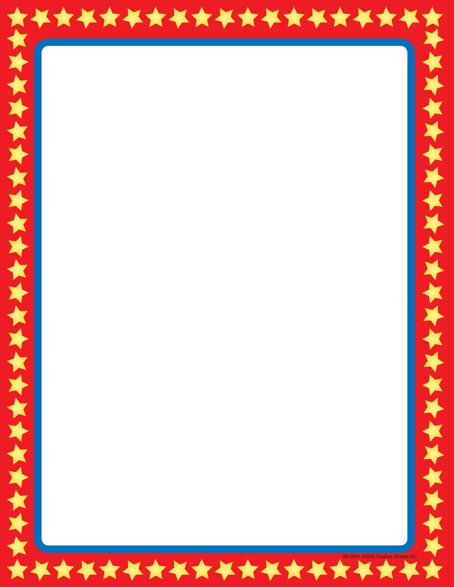 SHAPES ETC.  Designer Paper - Star Border (50 Sheet Package)