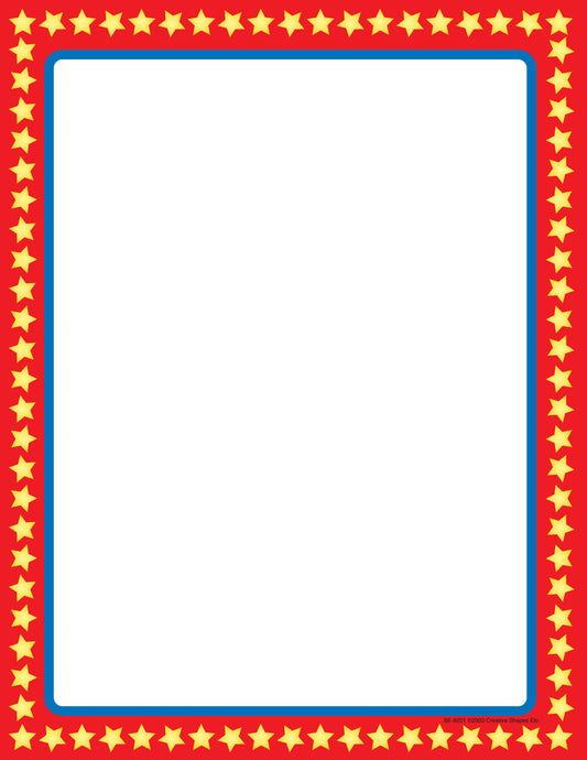 SHAPES ETC.  Designer Paper - Star Border (50 Sheet Package)