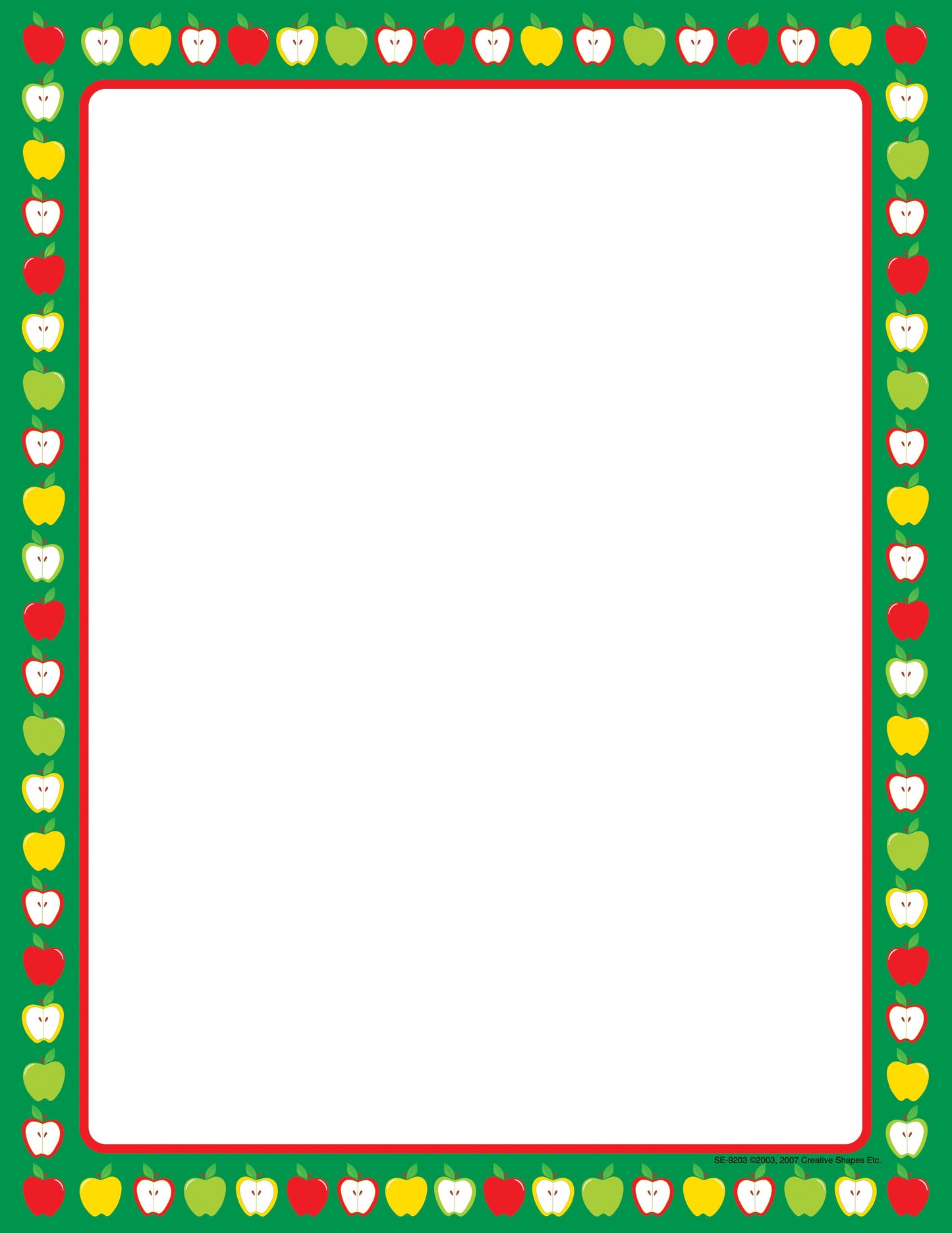 SHAPES ETC.   Designer Paper - Apple Border (50 Sheet Package)