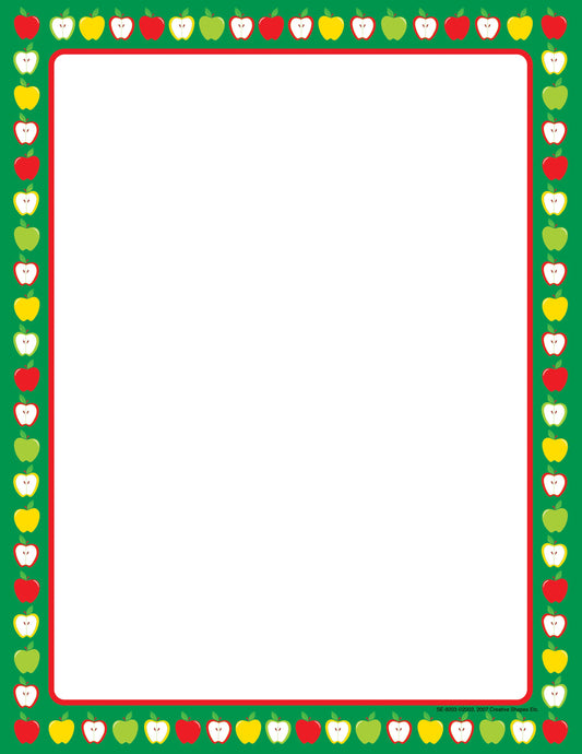 SHAPES ETC.   Designer Paper - Apple Border (50 Sheet Package)
