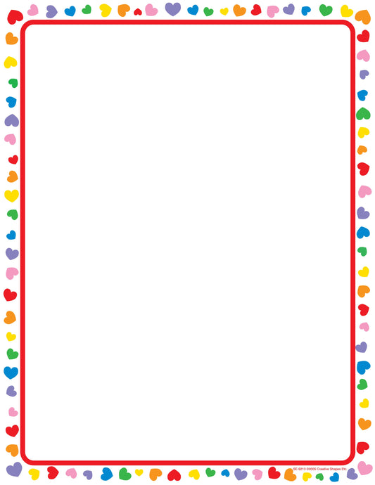 SHAPES ETC.   Designer Paper - Heart (50 Sheet Package)