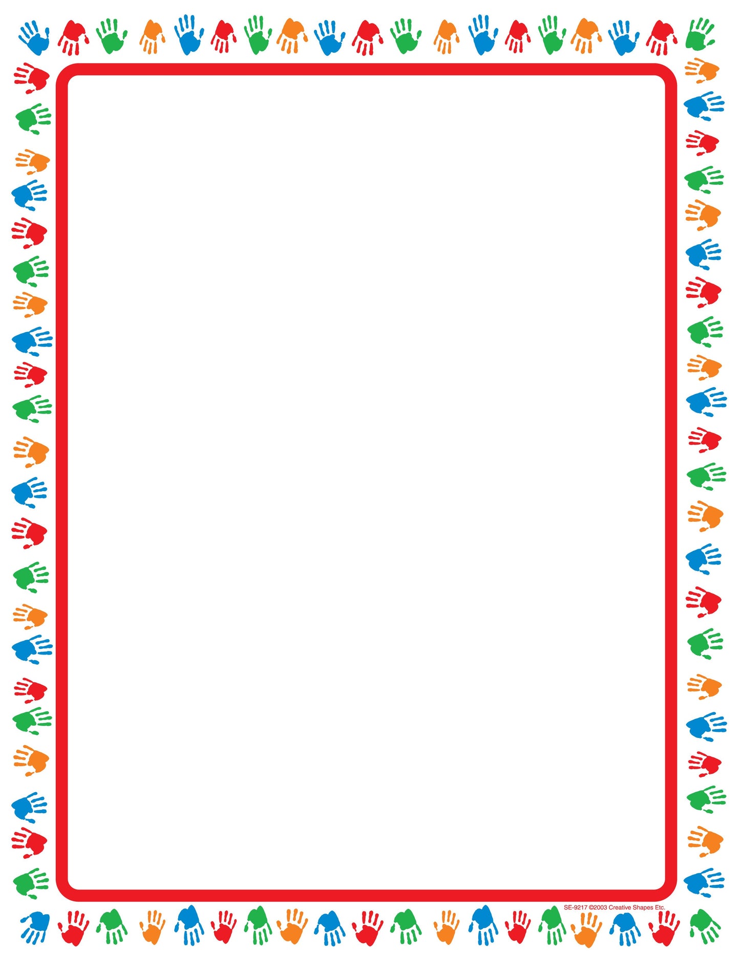 SHAPES ETC.   Designer Paper - Hands (50 Sheet Package)