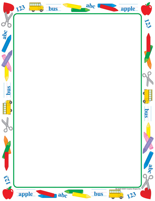 SHAPES ETC.   Designer Paper - School Time (50 Sheet Package)