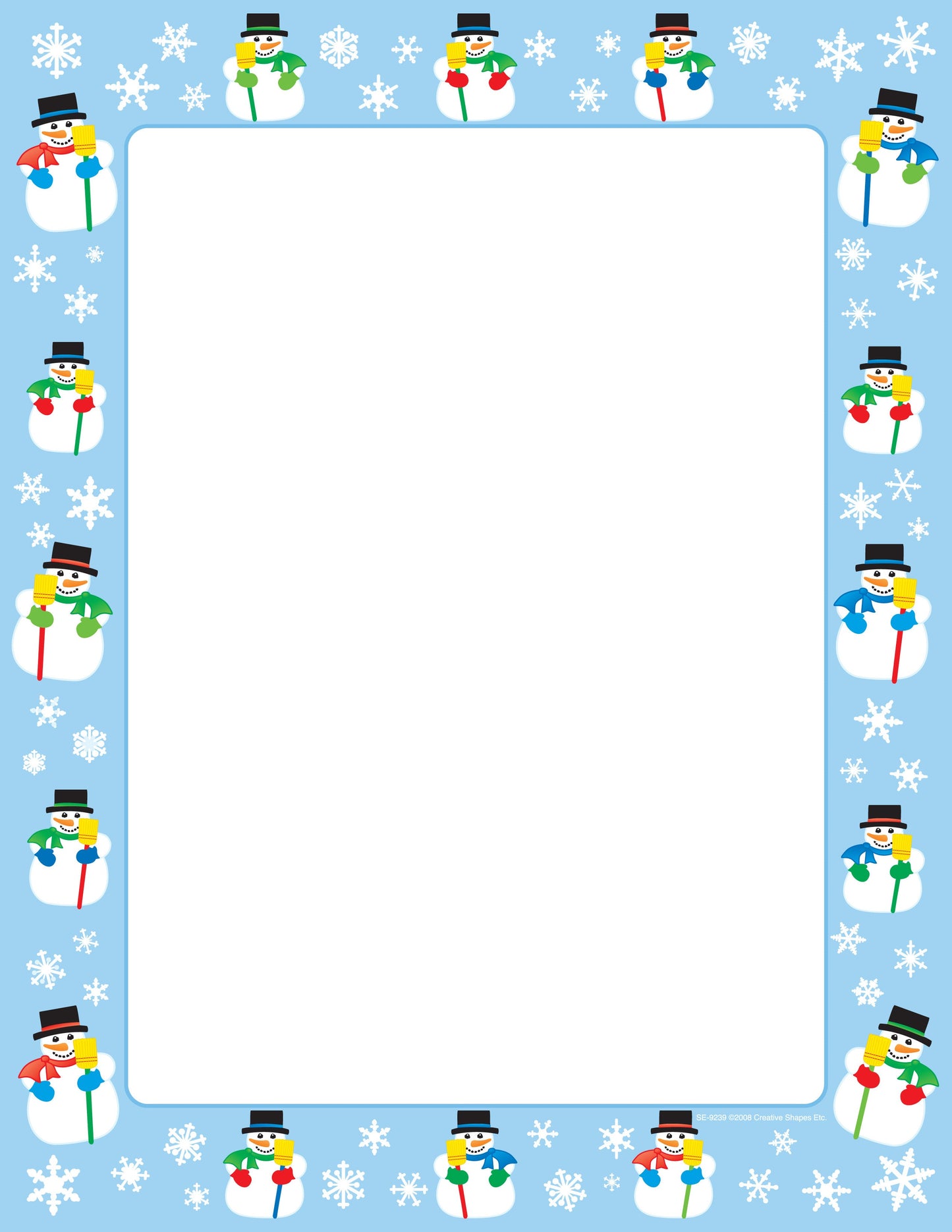 SHAPES ETC. Designer Paper - Snowman (50 Sheet Package
