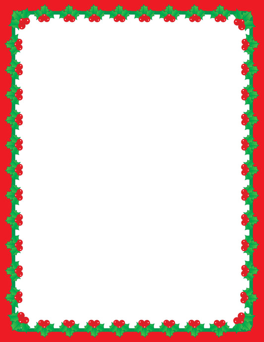 SHAPES ETC. Designer Paper - Christmas Holly (50 Sheet Package)