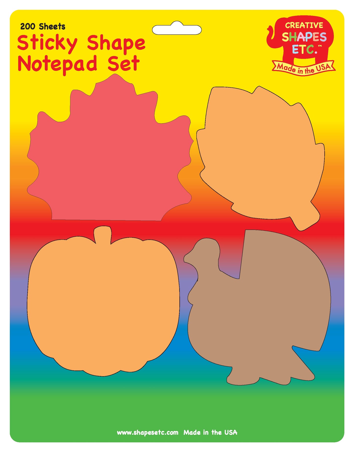 SHAPES ETC. Sticky Notepad Set - Thanksgiving