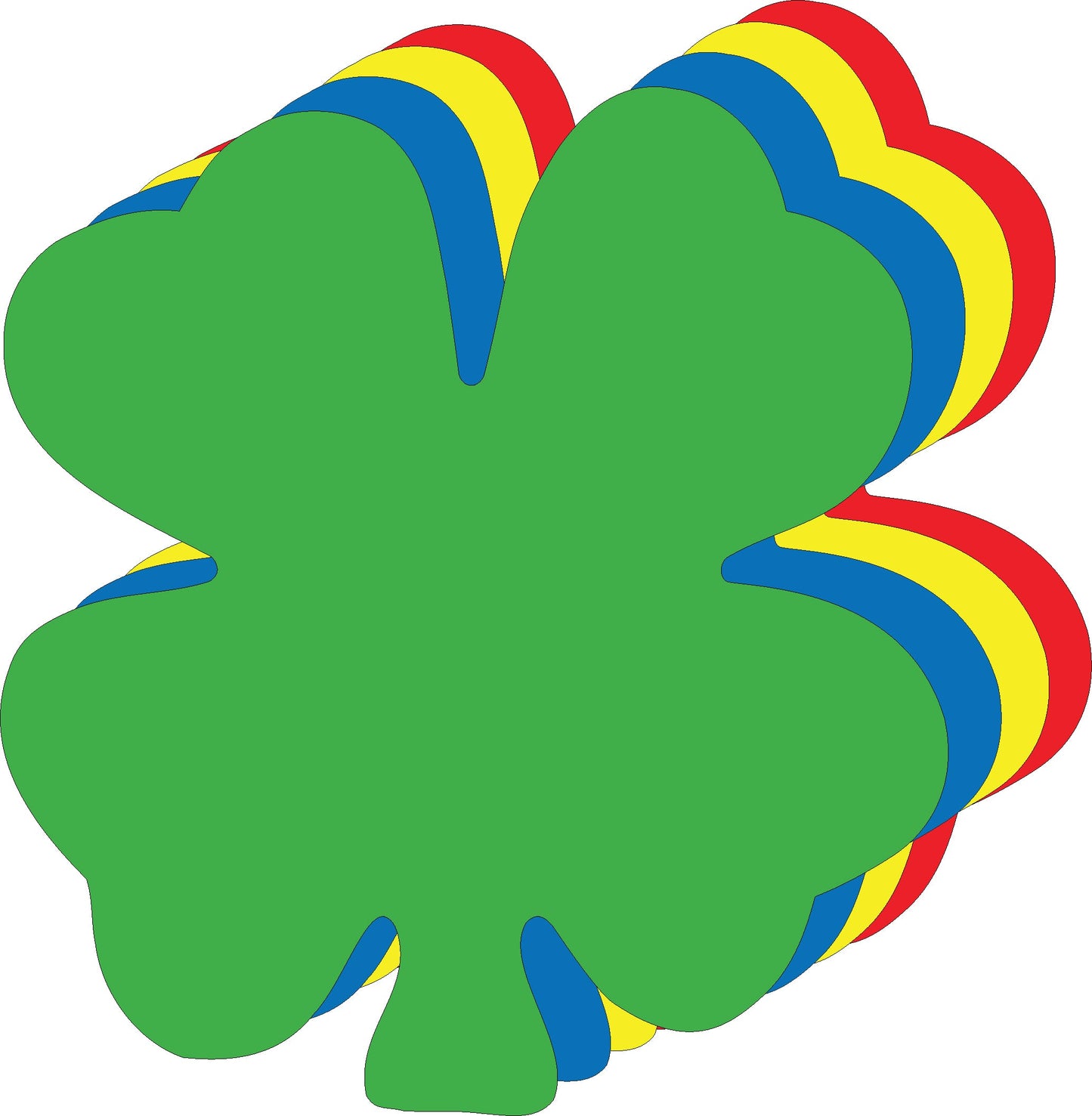 SHAPES ETC. Four Leaf Clover Assorted Color Super Cut-Outs- 8.75” x 9.5”