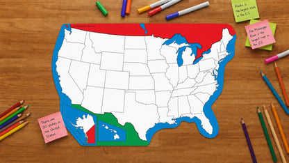 SHAPES ETC. U.S. Practice Map Combo Pack- 9” x 19”