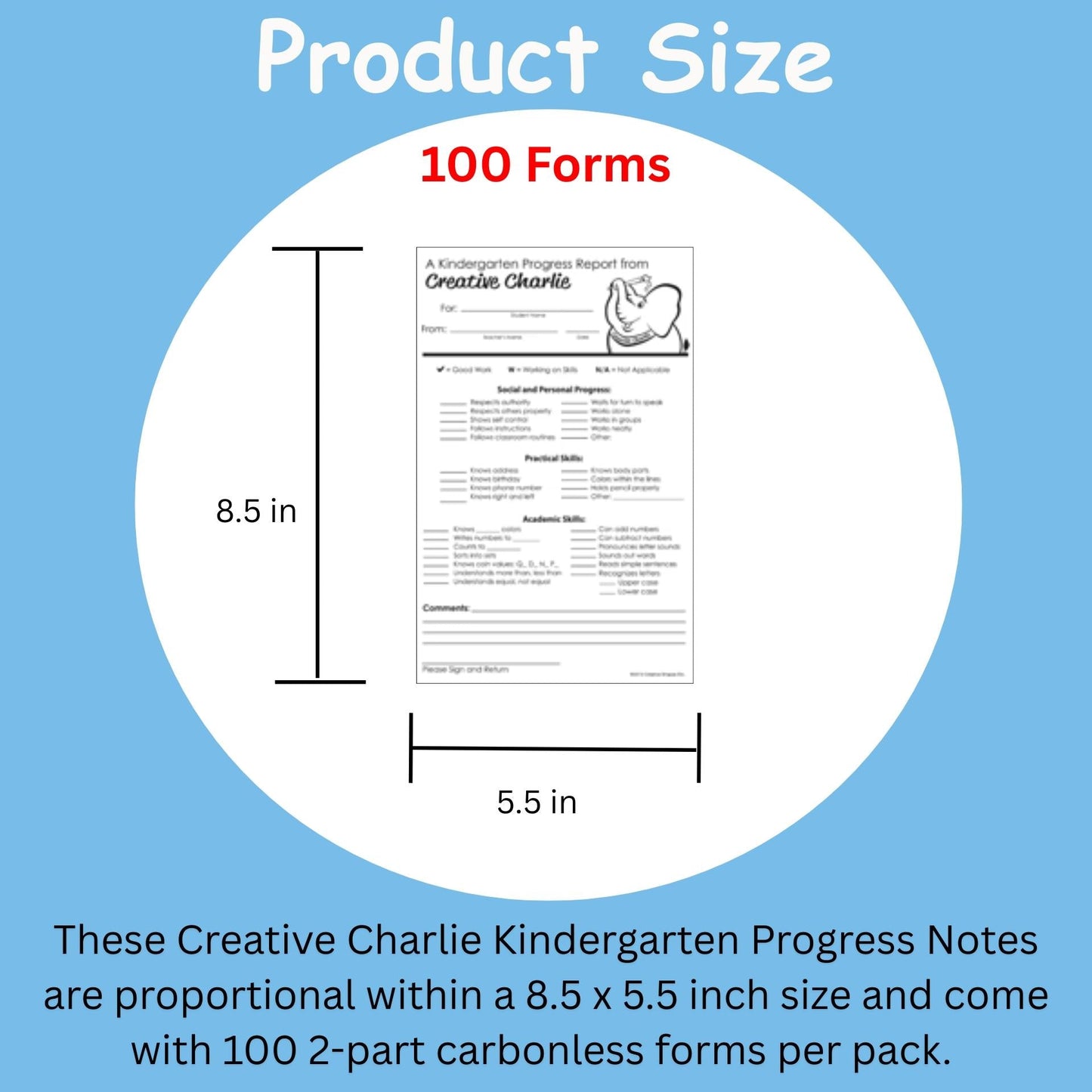 SHAPES ETC.  Notes from Teachers - Creative Charlie Kindergarten Progress Report