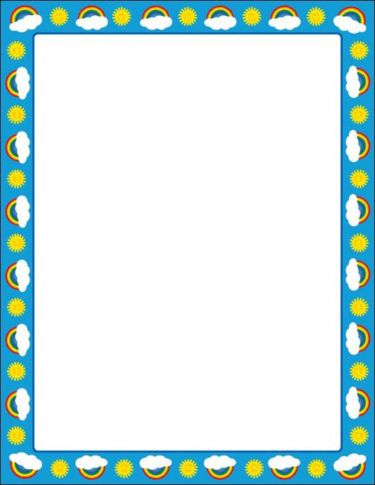 SHAPES ETC. Designer Paper - Rainbow Border (50 Sheet Package)