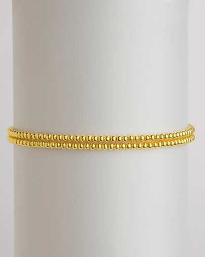 Sterling Silver Beaded Stretch Bracelet Sets