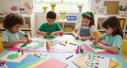 SHAPES ETC.  Green Shamrock Assorted Color Creative Cut-Outs- 5.5”